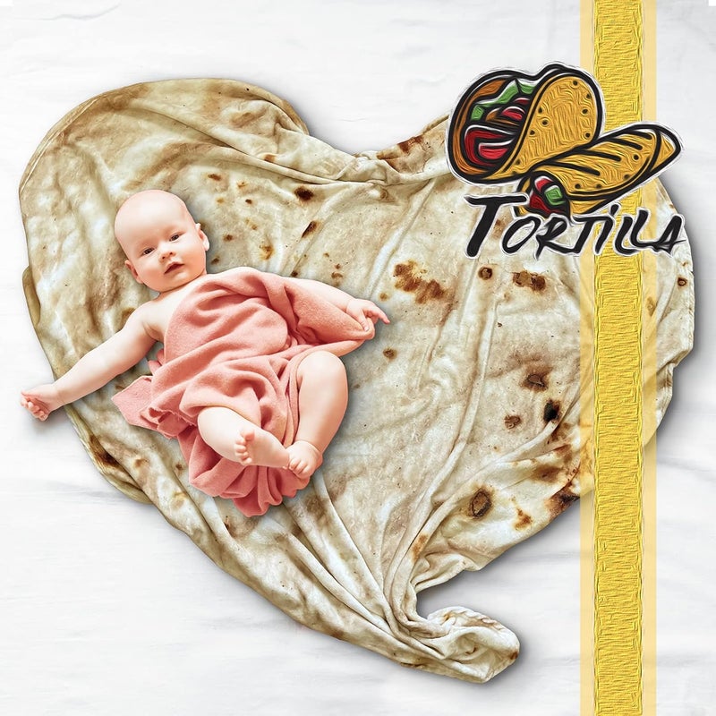 Bcareself Tortilla Blanket Adult Size Giant Double Sided for Kids Funny Realistic Food Personalized Throw Blanket Novelty Gift for Everyone 300 GSM Soft Flannel 60 inches Yellow - Image 5